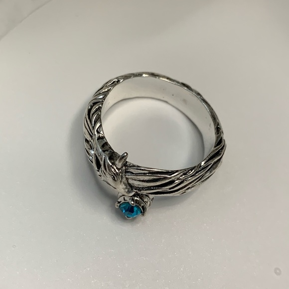 Silver Fox & Blue Crystal Ring NEW - Picture 6 of 7